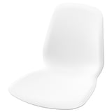 A LIDÅS chair seat in white. It a scooped seat and backrest, designed for comfort. Made of durable, easy-to-clean plastic.