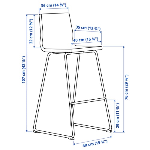 Illustration with measurements for the product: LILLÅNÄS.