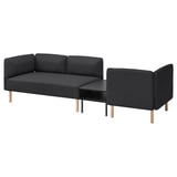 LILLEHEM 3-seat modular sofa with side table, Gunnared dark grey/wood