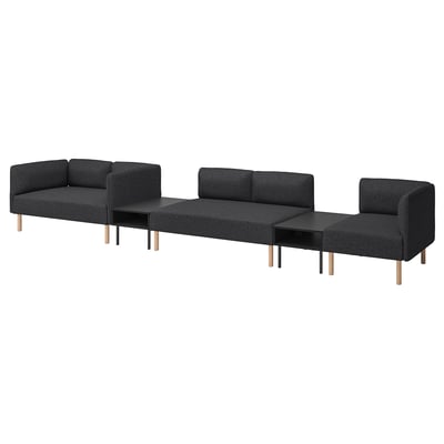 LILLEHEM 5-seat modular sofa with side table, Gunnared/dark grey wood