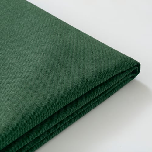 Dark green fabric, neatly folded, showcasing texture and quality. Ideal for sofa cover, appears durable and well-finished.