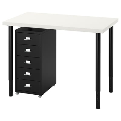 LINNMON/OLOV / HELMER Desk and storage combination, white/black