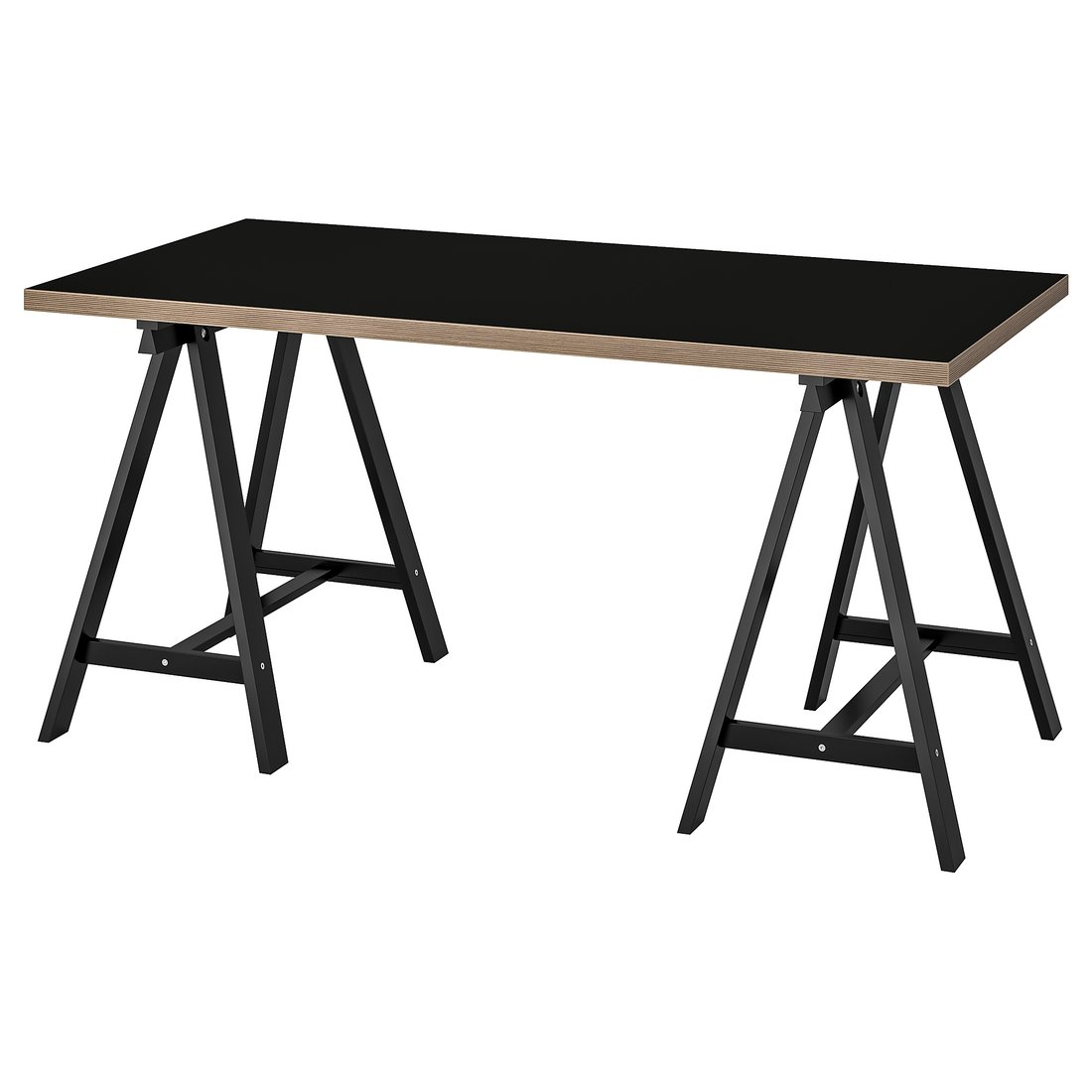 LINNMON سطح طاولة, أسود/خشب معاكس, ‎150x75 سم‏ IKEA