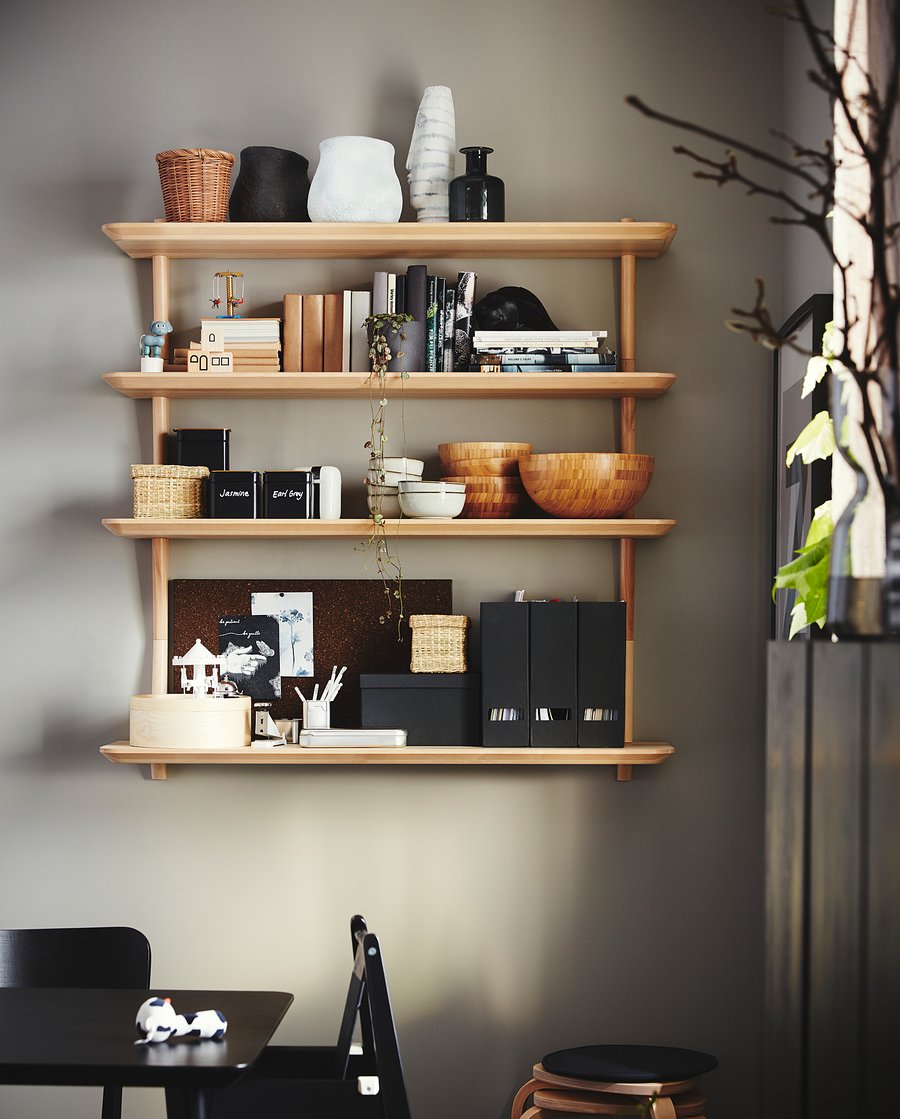 LISABO Wall shelf, ash veneer, 118x30 cm IKEA