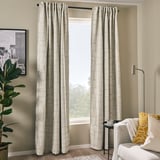 LÖNNSTÄVMAL Block-out curtains, 1 pair, beige/with heading tape, 145x300 cm