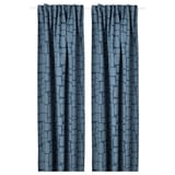 LÖNNSTÄVMAL Block-out curtains, 1 pair, blue/with heading tape, 145x300 cm