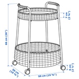 LUBBAN Trolley table with storage, rattan/anthracite