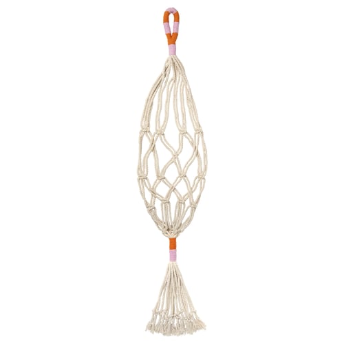 White macramé plant hanger by IKEA, handmade in india for various pots.
