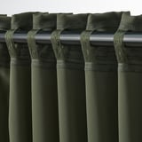 MAJGULL Block-out curtains, 1 pair, dark green/with heading tape, 145x300 cm