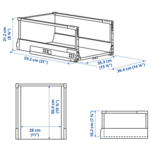 Illustration with measurements for the product: MAXIMERA.