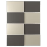MEHAMN Pair of sliding doors, aluminium double sided/dark grey grey-beige, 150x201 cm