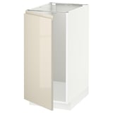 METOD Base cab f sink/waste sorting, white/Voxtorp high-gloss light beige, 40x60 cm