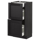 METOD Base cab with 2 fronts/3 drawers, black/Lerhyttan black stained, 40x37 cm