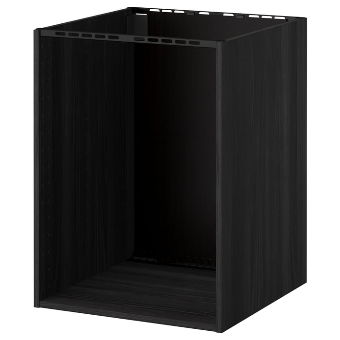 METOD base for builtin oven/sink, wood effect black, 60x60x80