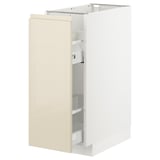 METOD Base cabinet/pull-out int fittings, white/Voxtorp high-gloss light beige, 30x60 cm