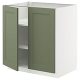 METOD Base cabinet with shelves/2 doors, white/Axstad grey-green, 80x60 cm