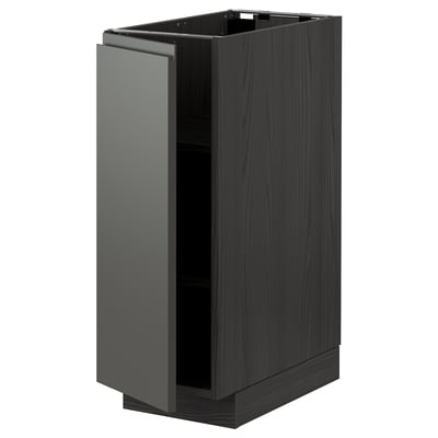 METOD Base cabinet with shelves, black/Voxtorp dark grey, 30x60 cm