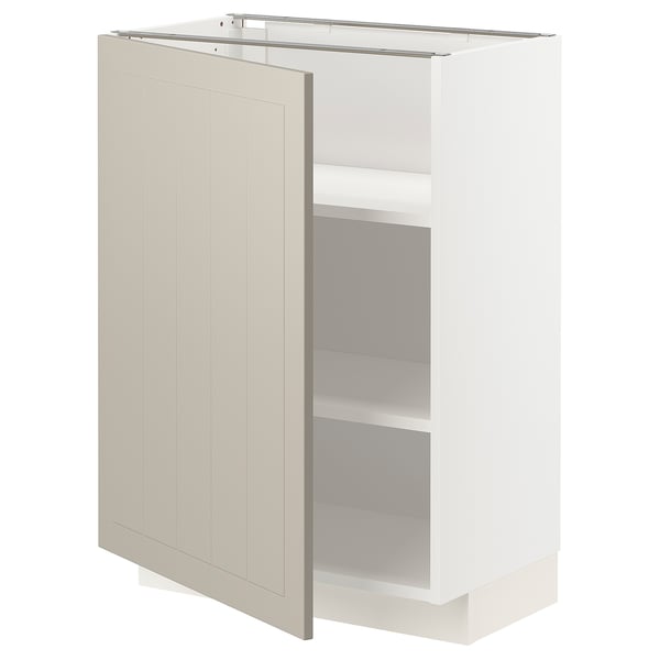 METOD Base cabinet with shelves, white/Stensund beige, 60x37 cm