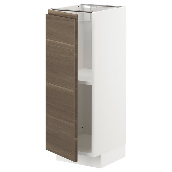 Metod Base Cabinet With Shelves White Voxtorp Walnut Effect Ikea