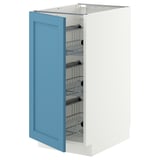 METOD Base cabinet with wire baskets, white/Lerhyttan blue, 40x60 cm