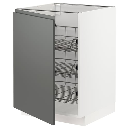 Metod Base Cabinet With Wire Baskets White Voxtorp Dark Grey Ikea