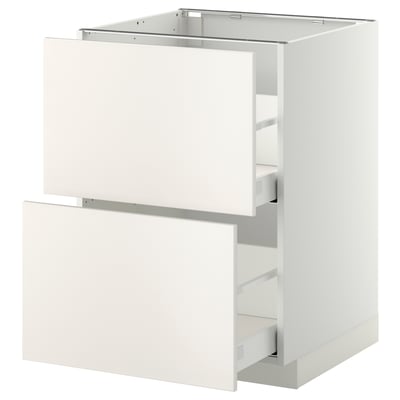 METOD Base cb 2 fronts/2 high drawers, white/Veddinge white, 60x60 cm