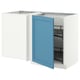 METOD Corner base cab w pull-out fitting, white/Lerhyttan blue, 128x68 cm