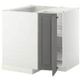 METOD Corner base cabinet with carousel, white/Bodbyn grey, 88x88 cm
