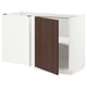 METOD Corner base cabinet with shelf, white/Sinarp brown, 128x68 cm