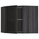 METOD Corner wall cab w shelves/glass dr, black/Lerhyttan black stained, 68x60 cm