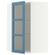METOD Corner wall cab w shelves/glass dr, white/Lerhyttan blue, 68x100 cm