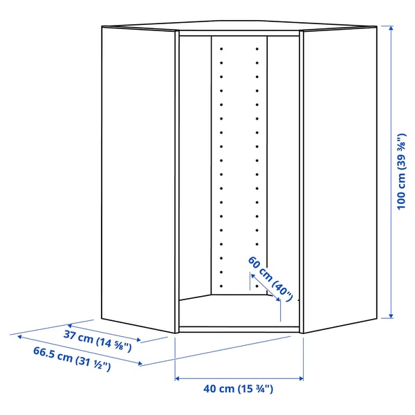METOD Corner wall cabinet frame, white, 68x37x100 cm