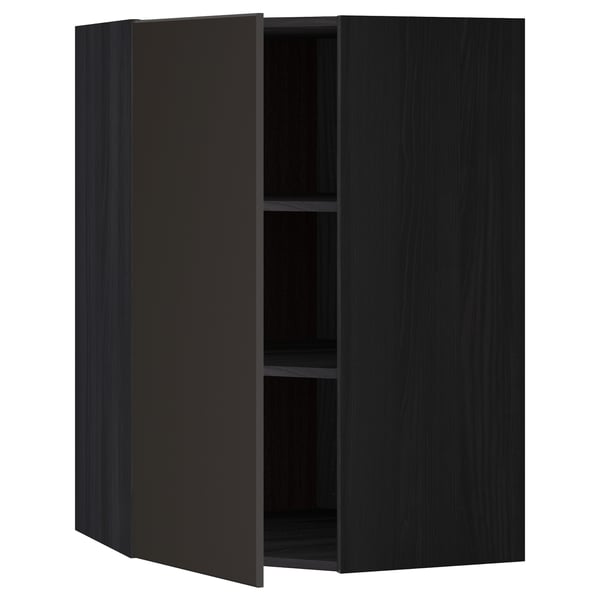 Metod Corner Wall Cabinet With Shelves Black Kungsbacka Anthracite Ikea