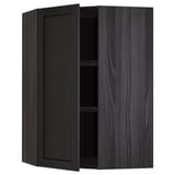 METOD Corner wall cabinet with shelves, black/Lerhyttan black stained, 68x100 cm