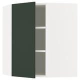 METOD Corner wall cabinet with shelves, white/Havstorp deep green, 68x80 cm