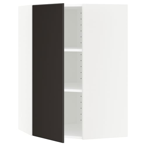 Metod Corner Wall Cabinet With Shelves White Kungsbacka Anthracite Ikea
