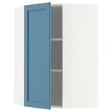 METOD Corner wall cabinet with shelves, white/Lerhyttan blue, 68x100 cm
