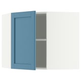 METOD Corner wall cabinet with shelves, white/Lerhyttan blue, 68x60 cm