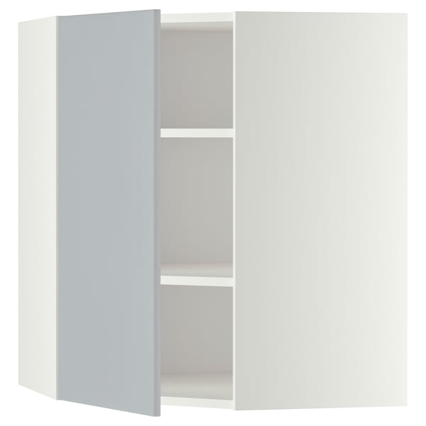 Metod Corner Wall Cabinet With Shelves White Veddinge Grey Ikea