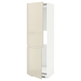 METOD Hi cab f fridge or freezer w 2 drs, white/Voxtorp high-gloss light beige, 60x60x200 cm