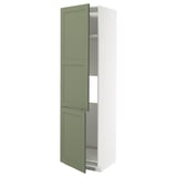 METOD High cab f fridge/freezer w 2 doors, white/Axstad grey-green, 60x60x220 cm