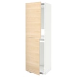 METOD High cabinet for fridge/freezer, white/Askersund light ash effect, 60x60x200 cm