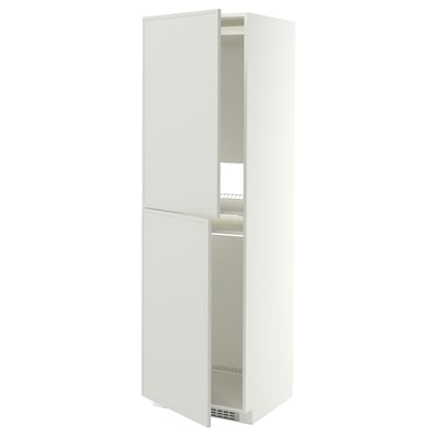METOD High cabinet for fridge/freezer, white/Aspudden light grey, 60x60x200 cm