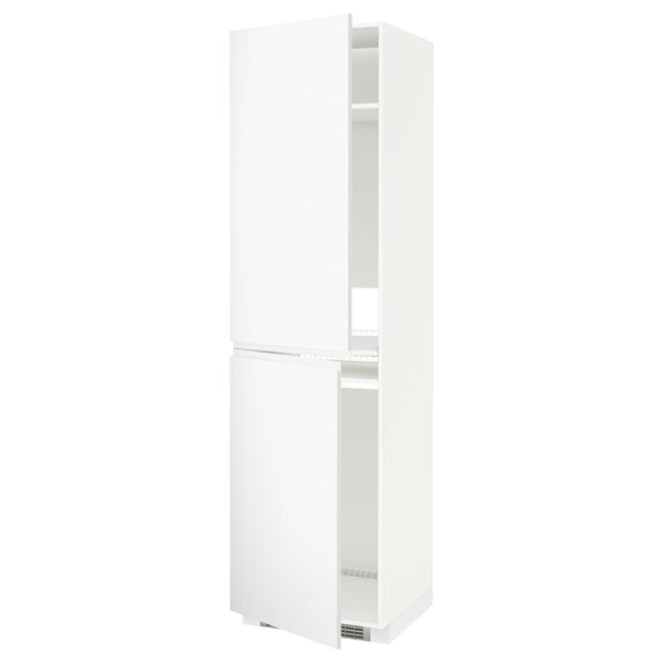METOD High cabinet for fridge/freezer, white/Voxtorp matt white, 60x60x220 cm