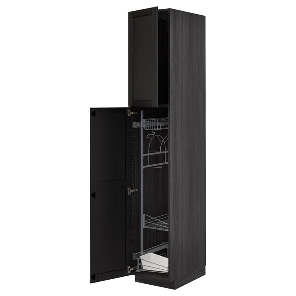 Metod High Cabinet With Cleaning Interior Black Lerhyttan Black Stained Ikea