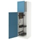 METOD High cabinet with cleaning interior, white/Lerhyttan blue, 60x60x200 cm