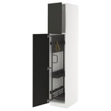 METOD High cabinet with cleaning interior, white/Nickebo matt anthracite, 40x60x200 cm