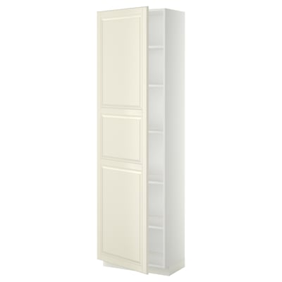 METOD High cabinet with shelves, white/Bodbyn off-white, 60x37x200 cm