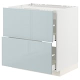 METOD / MAXIMERA Base cab f hob/2 fronts/2 drawers, white/Kallarp light grey-blue, 80x60 cm