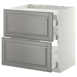 METOD / MAXIMERA Base cab f hob/2 fronts/3 drawers, white/Bodbyn grey, 80x60 cm